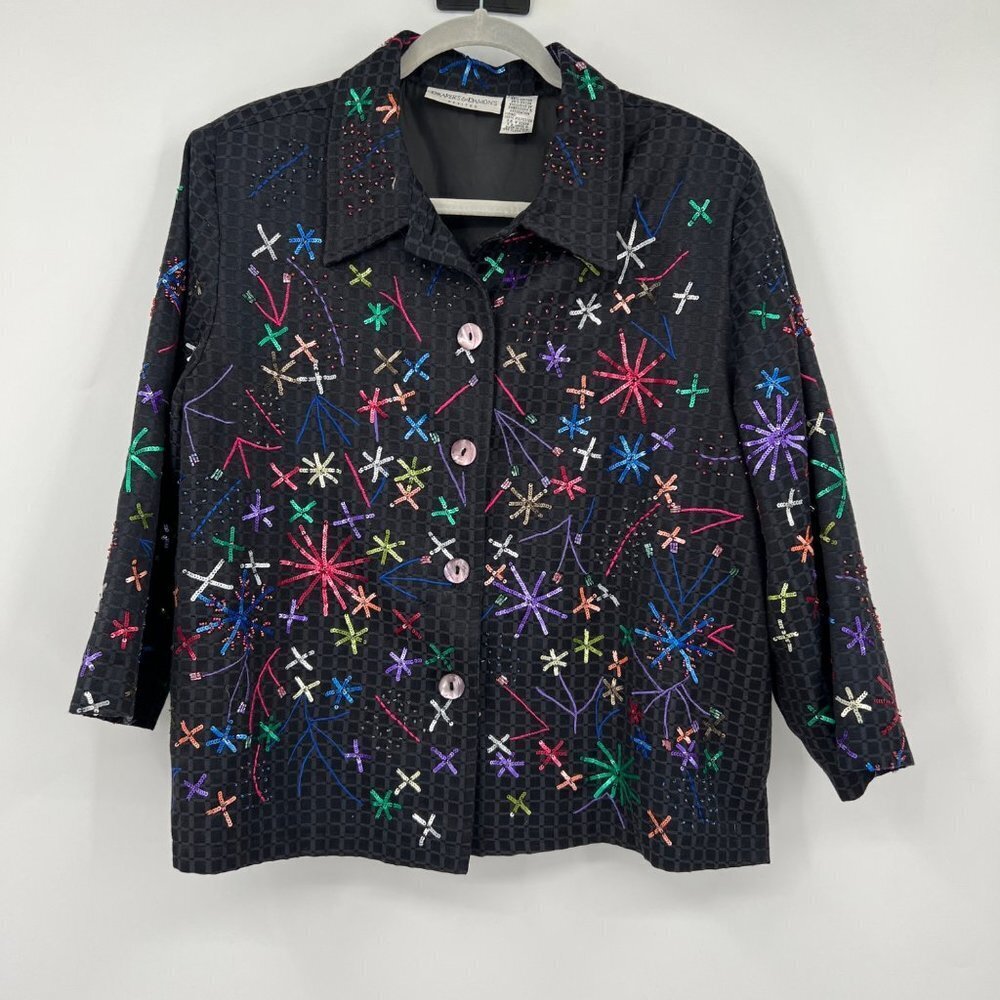Vintage 2000s Drapers & Damons Rainbow Sequin Firework Party Vibrant Petite woma